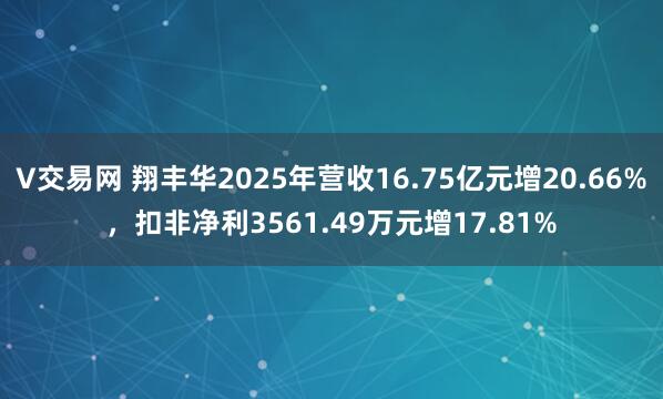V交易网 翔丰华2025年营收16.75亿元增20.66%，扣非净利3561.49万元增17.81%